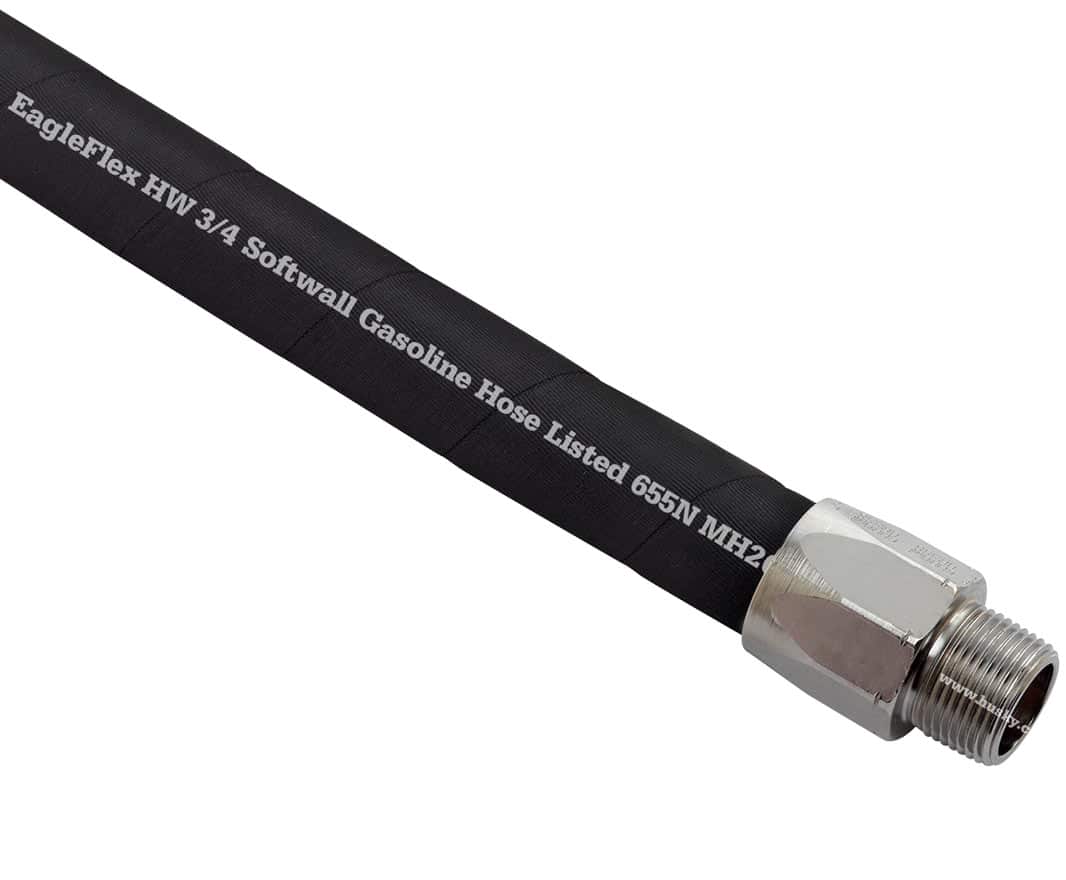 Husky CP10HW09 5/8 by 9 EagleFlex Black Hardwall Gasoline Hose with 3/4 Male NPTF Permanent Couplings 